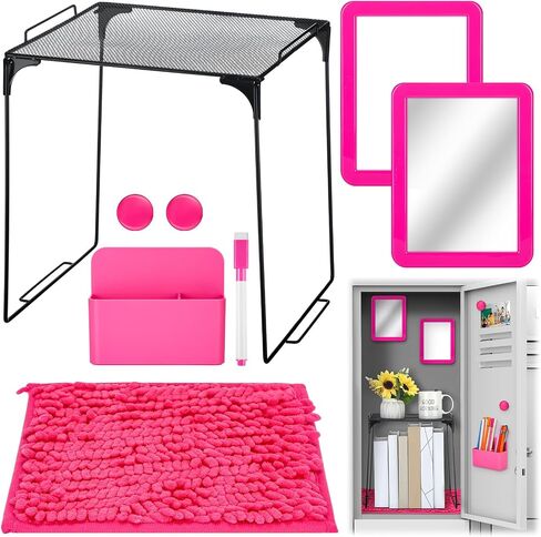 8 Pcs Locker Decorations for Girls Locker Organizer Kit Include Wire Locker Shelf, Mirror, Whiteboard with Dry Erase Marker, Storage Cup, Magnets Locker Carpet, Locker Kit for Girls (Purple) in Saudi Arabia