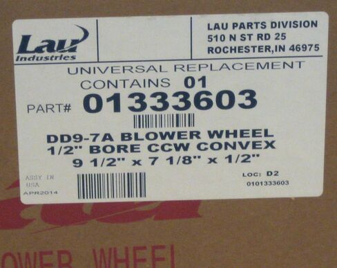 013336-03 Lau DD9-7A Blower Wheel Squirrel Cage 9-1/2" x 7-1/8" x 1/2" CCW in Saudi Arabia