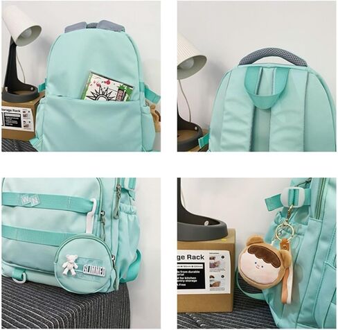 حقيبة الظهر Kawaii مع إكسسوارات لطيفة قلادة حقيبة سفر سفر كبيرة في الهواء الطلق مقاومة للماء Daypack (أسود) in Kuwait