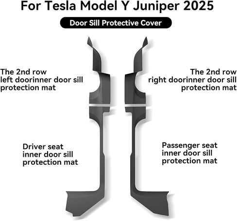 Luckeasy 5pcs لنموذج Tesla y Juniper 2025 2026 شريط الباب الأمامي والخلفي شريط الصف الثاني مقعد الصف السفلي واقي مضاد للغطاء غطاء Sill Sill Sill Protctories Black in Saudi Arabia