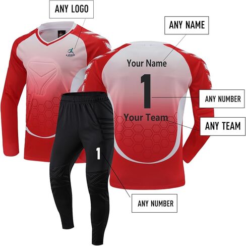 Children's Goalkeeper Goalkeeper Jersey Soccer Jerseys Sets with Sponge Youth Adult Customized Numbers in Saudi Arabia