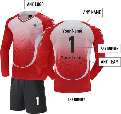 Children's Goalkeeper Goalkeeper Jersey Soccer Jerseys Sets with Sponge Youth Adult Customized Numbers in Saudi Arabia