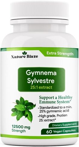 Gymnema Sylvestre (Gurmar) 25:1 Extract | 12,500 mg Strength | 25% Gymnemic Acid 60 Vegan Capsules | 2-Month Supply | Standardized 25X Concentrated Extract (Pack of 1) in Saudi Arabia
