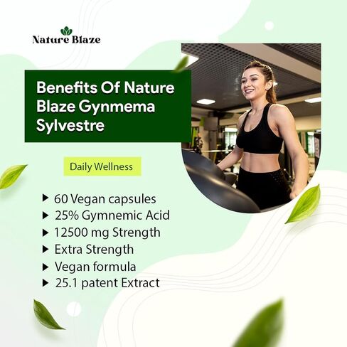 Gymnema Sylvestre (Gurmar) 25:1 Extract | 12,500 mg Strength | 25% Gymnemic Acid 60 Vegan Capsules | 2-Month Supply | Standardized 25X Concentrated Extract (Pack of 1) in Saudi Arabia