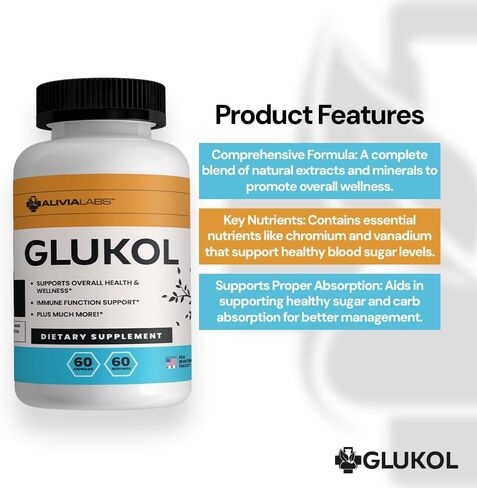 Glukol – Daily Herbal Wellness Formula with Gymnema, Cinnamon, Chromium, and Bitter Melon – Natural Nutritional Support – 60 Capsules in Saudi Arabia