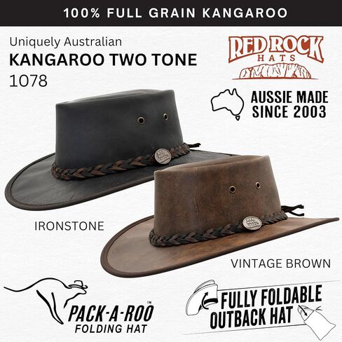 1078 Kangaroo Two Tine - Australian Outback Hat - Kangaroo Leath in Saudi Arabia