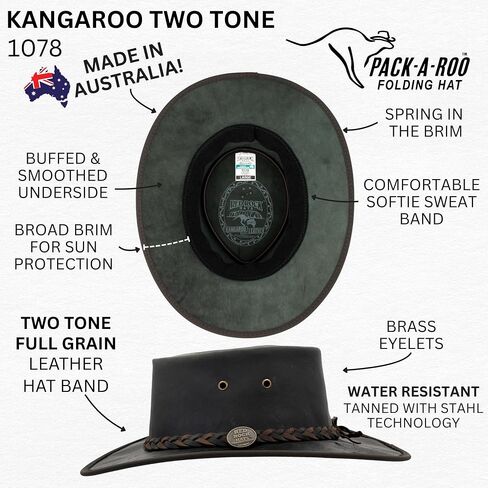 1078 Kangaroo Two Tine - Australian Outback Hat - Kangaroo Leath in Saudi Arabia