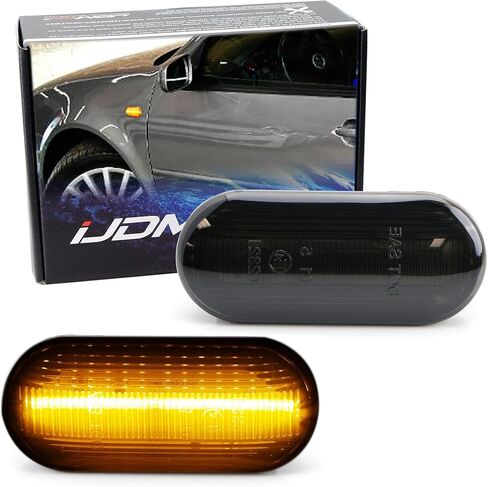 iJDMTOY عدسة مدخنة كهرمانية كاملة LED مجموعة إضاءة جانبية أمامية متوافقة مع Volkswagen MK4 Jetta GTI R32 Beetle وما إلى ذلك، مدعومة بـ 15-SMD LED، استبدل مصابيح العلامات الجانبية OEM in Saudi Arabia