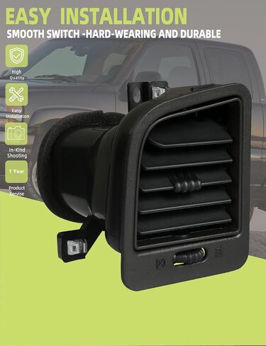 Dashboard Air Duct Vent Louver Outlet Console Air Vent Compatible with Chevrolet Chevy Avalanche Silverado Tahoe Suburban 1999-2006 /GMC Sierra Yukon/Cadillac Escalade Replaces 10368830 R 1 PCS in Kuwait