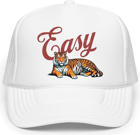 رجعية سهلة Tiger Trucker قبعة للرجال والنساء مضحك اقتباس الرغوة الجبهة الكلاسيكية 5 لوحة الشبكة Snapback in Kuwait