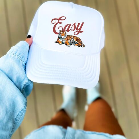 رجعية سهلة Tiger Trucker قبعة للرجال والنساء مضحك اقتباس الرغوة الجبهة الكلاسيكية 5 لوحة الشبكة Snapback in Kuwait