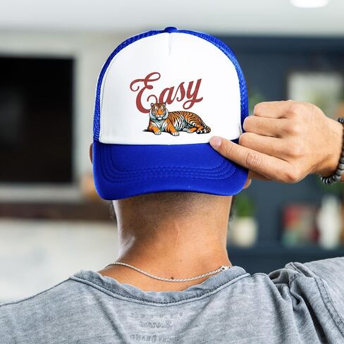 رجعية سهلة Tiger Trucker قبعة للرجال والنساء مضحك اقتباس الرغوة الجبهة الكلاسيكية 5 لوحة الشبكة Snapback in Kuwait