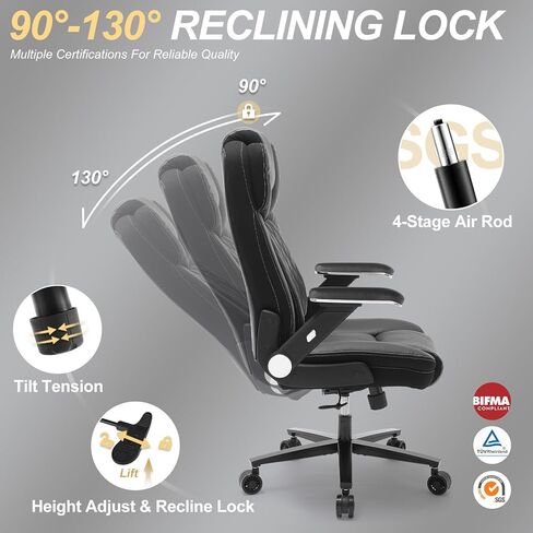 Big and Tall Office Chair 500lbs, Heavy Duty Office Chair with Large Wheels, Extra Wide Office Chair,Adjustbale Ergonomic Lumbar Support,High Back Rocking Computer Chair for Heavy People in Saudi Arabia