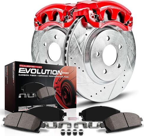 Power Stop KC1361A Z23 Evolution Brake Pariper Kit- دوارات الفرامل ، وسادات الفرامل ، والفرجار الفرامل لـ Lincoln LS 2003-2006 [نموذج محدد] in Saudi Arabia