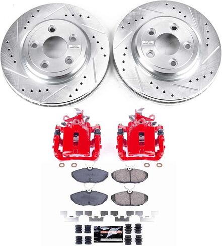 Power Stop KC1361A Z23 Evolution Brake Pariper Kit- دوارات الفرامل ، وسادات الفرامل ، والفرجار الفرامل لـ Lincoln LS 2003-2006 [نموذج محدد] in Saudi Arabia