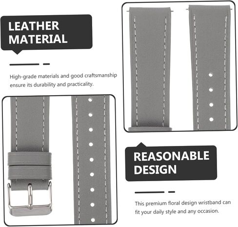 Leather Strap Band Replacement Part Replaceable Watch Grey Not Stainless Steel in Saudi Arabia