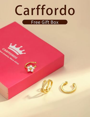 3Pcs Ear Cuffs Non Piercing for Women - Trendy 14K Gold Plated Cuffs Earrings with Cubic Zirconia - Dainty Cartilage Earring Jewelry in Saudi Arabia