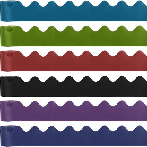 6 Rolls Scalloped Bulletin Board Borders Bulletin Board Decorations Rolled Bulletin Board Trim for Bulletin Boards, Desks, Lockers, Classroom Decor, 2.28 Inch x 16.4 Feet, 6 Colors in Saudi Arabia