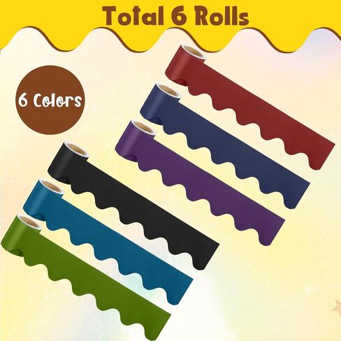 6 Rolls Scalloped Bulletin Board Borders Bulletin Board Decorations Rolled Bulletin Board Trim for Bulletin Boards, Desks, Lockers, Classroom Decor, 2.28 Inch x 16.4 Feet, 6 Colors in Saudi Arabia