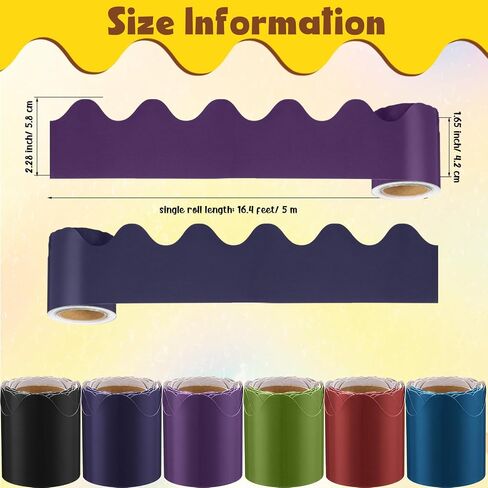 6 Rolls Scalloped Bulletin Board Borders Bulletin Board Decorations Rolled Bulletin Board Trim for Bulletin Boards, Desks, Lockers, Classroom Decor, 2.28 Inch x 16.4 Feet, 6 Colors in Saudi Arabia