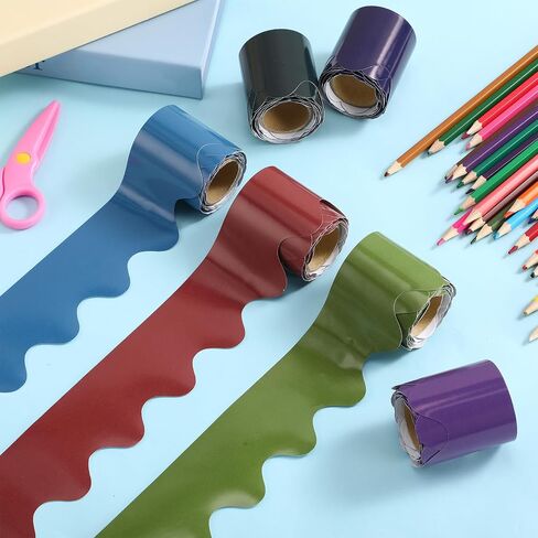 6 Rolls Scalloped Bulletin Board Borders Bulletin Board Decorations Rolled Bulletin Board Trim for Bulletin Boards, Desks, Lockers, Classroom Decor, 2.28 Inch x 16.4 Feet, 6 Colors in Saudi Arabia