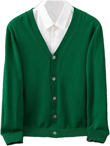 Men's Cashmere Cardigan Large Size Knitted V-Neck Warm Wool Woolen Sweater in Kuwait