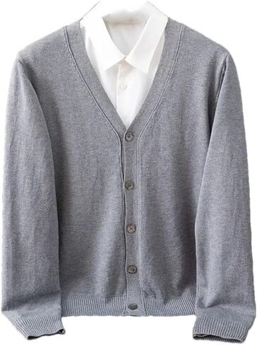 Men's Cashmere Cardigan Large Size Knitted V-Neck Warm Wool Woolen Sweater in Kuwait
