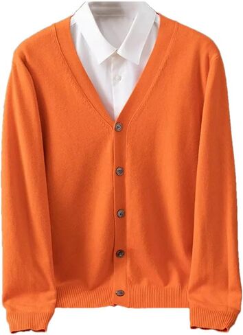 Men's Cashmere Cardigan Large Size Knitted V-Neck Warm Wool Woolen Sweater in Kuwait