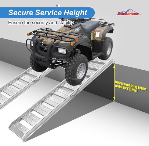 Ruedamann 4Ft Aluminum Loading Ramp 3520 Lbs Capacity, Hook End Car Ramp with Load Straps for ATVs, Motorcycles, Mowers, Carts, Pack of 2 in Saudi Arabia