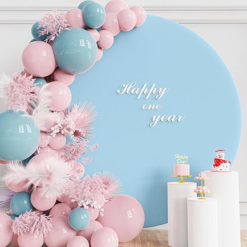 7.2FT Round Backdrop Cover Ivory Round Arch Covers Backdrop | Spandex Circle Balloon Arch Backdrop Covers Strethy Backdrop Elastic for Wedding Birthday Party Ceremony Baby Shower Decor in Saudi Arabia