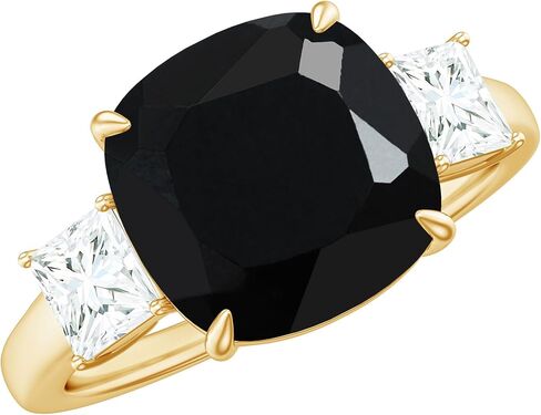 Certified Lab Grown Black Diamond Ring with Moissanite, AAAA Quality, Past Present Future Engagement Ring - Ready To Gift in Kuwait