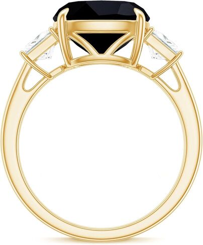 Certified Lab Grown Black Diamond Ring with Moissanite, AAAA Quality, Past Present Future Engagement Ring - Ready To Gift in Kuwait