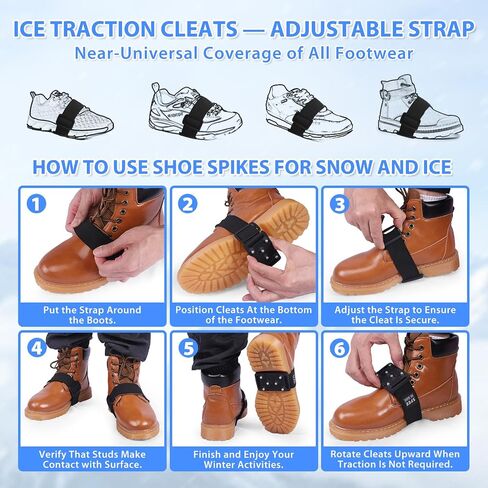 Sfee Ice Cleats Crampons, Easily Rotate Ice Grippers Ice Cleats for Shoes and Boots with Tungsten Studs Shoe Spikes in Kuwait