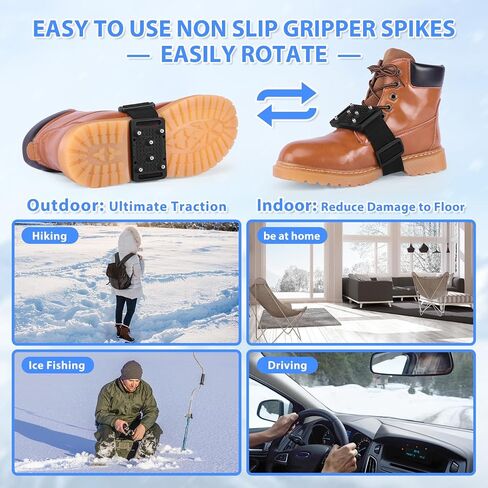 Sfee Ice Cleats Crampons, Easily Rotate Ice Grippers Ice Cleats for Shoes and Boots with Tungsten Studs Shoe Spikes in Kuwait