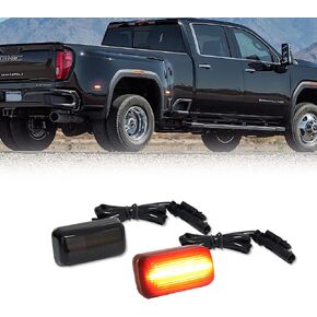 GTINTHEBOX for 2015 2016 2017 2018 2019 2020 2021 2022 Chevy Silverado GMC Sierra 2500HD 3500HD Dually Bed Fender Front Amber & Rear Red Bumper LED Side Marker Lights,Pack of 4