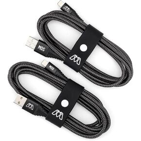 Sewell MOS Strike Lightning Cable, 6ft Two Pack, Ultra Durable Braided Nylon Fiber Jacket, Tangle Resistant, MFI Certified,Gray,SW-33122-06-2