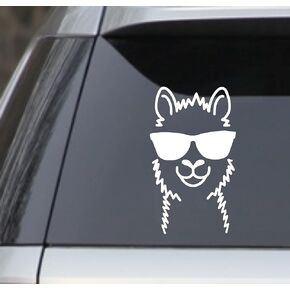 Llama with Sunglasses White 6" Vinyl Decal Sticker Car Laptop Yeti Windows, Walls, Laptops, ipads, etc, 6 in