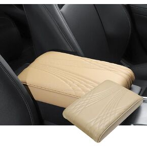 1 PC Car Center Console Armrest Covers, 12.5In x 8.6In x 1.9In Four Seasons Universal Anti-Slip Armrest Pad, Arm Rest Leather Protectors, Universal for Most Cars (Beige)