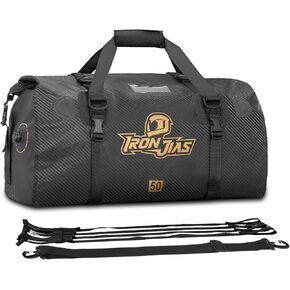 Motorcycle Dry Bag Waterproof 50L - Motorcycle Tail Bag Saddle Bags with Carbon Fiber Texture PVC 500D Motorbike Duffle Bag Camping Travel Luggage Bags