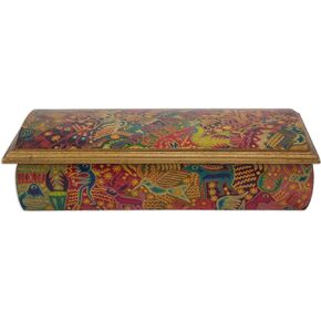 NOVICA Decorative Wood Decoupage Jewelry Box, Multicolor, Huichol Fiesta'