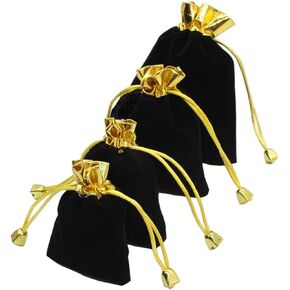 mollensiuer 12Pcs Black Velvet Drawstring Pouches Jewelry Gift Bags for Christmas Birthday Wedding Party Favors Jewelry Candy Gifts Treat Pouches (16cm X 12cm)