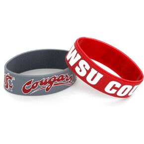 NCAA Washington State Cougars Silicone Rubber Bracelet, 2-Pack