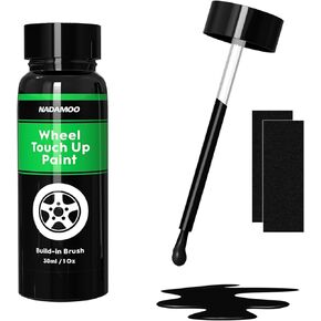 NADAMOO Black Wheel Touch Up Paint for Cars, Automotive Rim Scratch Repair Paint Kit with Brush, 60ml / 2 oz, Semi-gloss in Kuwait