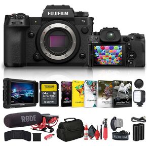 Fujifilm - X-H2S Mirrorless Camera (16756924) + 4K Monitor + Rode VideoMic + 64GB Memory Card + Bag + Card Reader + LED Light + Corel Photo Software + Flex Tripod + Memory Wallet + More in Saudi Arabia