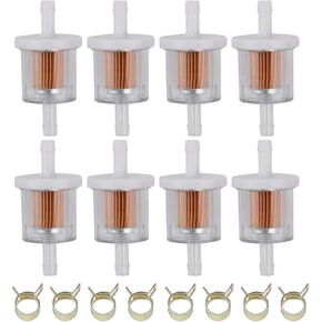 1/4" Fuel Filter 691035 493629 with Fuel line Camp Replacement for 49019-0027 49019-7001 845125 Motorcycle Motor Lawn Tractor Mower (Pack of 8)