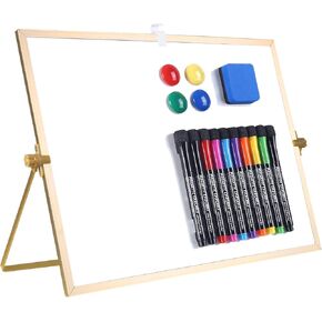 Dry Erase White Board - 12''x16'' Magnetic Desktop Whiteboard with Stand, 8 Markers, 4 Magnets, 1 Eraser - Portable Double-Sided White Board Easel for Kids Ages 3+/Drawing/to Do List/Wall/Desk/School in Kuwait
