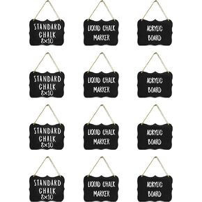 3 Hanging Chalkboard Signs Large 8x10 Acrylic - Double Sided | Standard Chalk & Other Side for Liquid Chalk Marker- Memo Message Sign - Mini Blackboard - Crafts (Advanced Group Corp.)