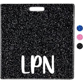 Plifal LPN Badge Buddy Card Nurse Nursing Accessories Glitter Black Horizontal Badge Identification Tags
