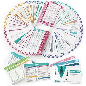 96 Nursing Badge Reference Cards, Nursing School Essentials Set- Lab Values, EKG, Spanish Translation and More, Great Nursing Student Gifts