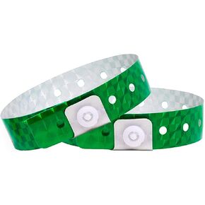 Holographic Plastic Party Wristbands Silver- 500 Pack Vinyl Wristbands for Events Club Music Meeting